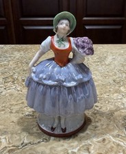 Antique German Luster Madame Half Doll Powder Trinket Box 8590 Beautiful