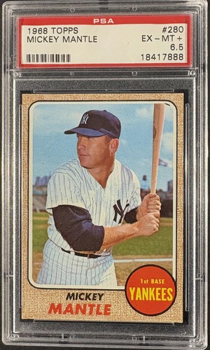 1968 Topps #280 Mickey Mantle PSA 6.5 EX-MT+ CENTERED