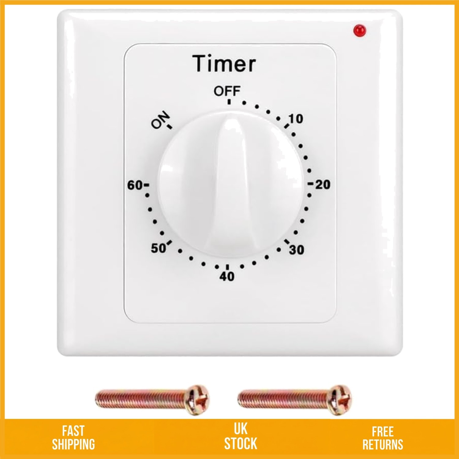 Professional Wall Mounted Countdown Timer Switch High Power 220V 60 Min 1 Pack