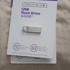 Infinitive 64GB USB Flash Drive Silver Removable for PC Mac Gaming Console