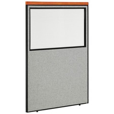 48-1/4"W x 73-1/2"H Deluxe Office Partition Panel with Partial Window Gray