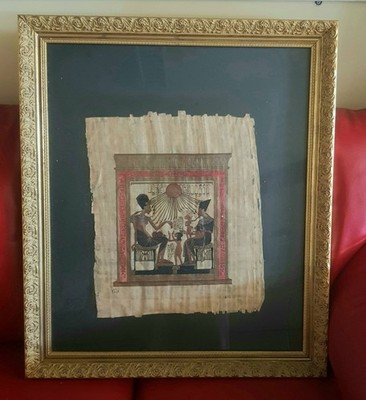 Originaler ägyptischer Papyrus aus den 1960er/1970er Jahren, montiert auf einem