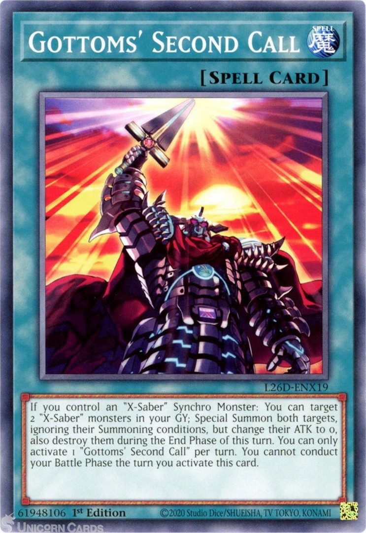 L26D-ENX19 Gottoms' Second Call : Common 1st Edition Mint YuGiOh Card