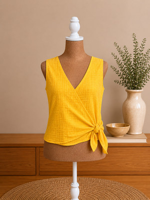 Madewell Texture and Thread Mustard Yellow Side Tie V Neck Tank Top Size Small