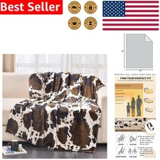 Cow Print Blanket with Pouch, Cute Double Sided 300 GSM Soft Flannel Throw