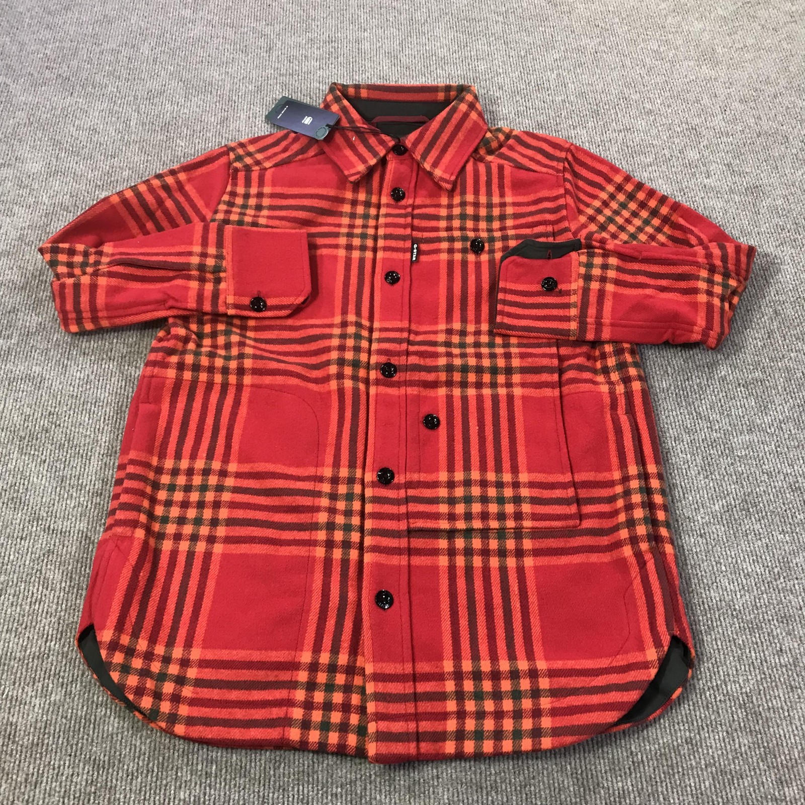 G-Star RAW Jacket Womens Small Plaid Naval Overshirt Wool Blend D20044-C840-6543 image 2