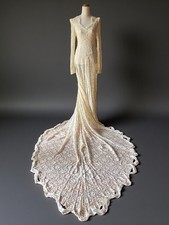 Rare 1930s Couture Chantilly Lace Wedding Dress - Long Catherdral 2.5m Train