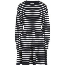 Alexander Mcqueen Striped Button-shoulder Mini Dress Navy Ivory Breton Cocoon M