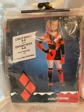 DC Comics Harley Quinn Child Costume 6 Pieces Girls Sz SMALL 4-6 Halloween NWT