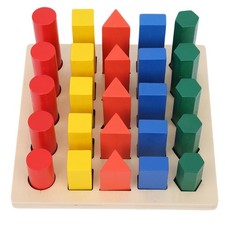 Wooden Baby Geometric Building Blocks Colorful Baby Blocks Game Educational SG