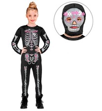 HALLOWEEN KARNEVAL KOST&Uuml;M KINDERKOST&Uuml;M GLITTER PINK SKELETT GR. 116 NEU OVP