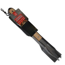 Set utensili barbecue in acciaio inox manico legno pinza paletta e forchetta