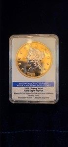 American Mint 1838 Liberty Head Eagle Replica Coin 24K Gold Plated