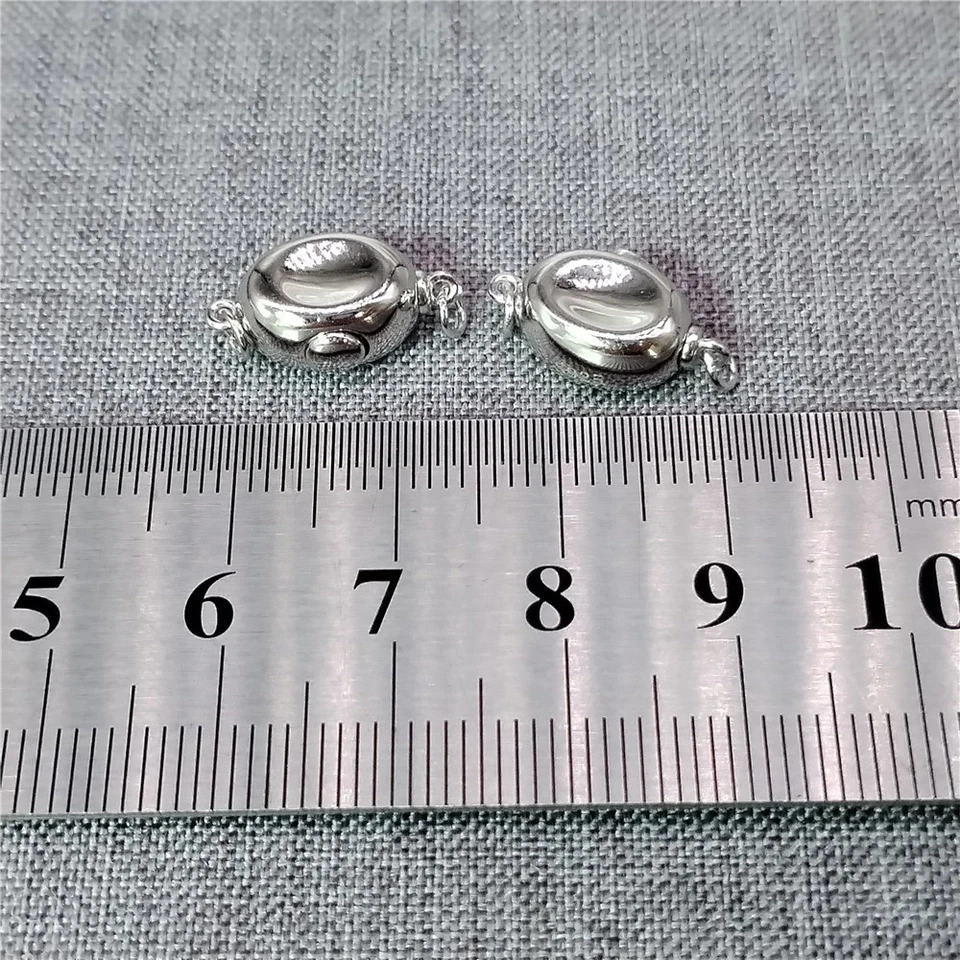 925 Sterling Silver Box Bead Connector w/Push Button Design Clasp Rhodium Plated - Image 2 of 4