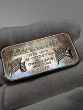 Toned 1976 America Bicentennial Error Misspelled 1 Oz 999 Silver Bar 85.00 per troy oz