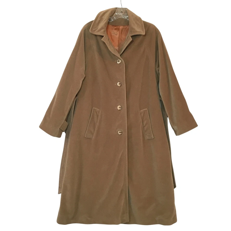 Abrigo de cachemir vintage Juli De Roma para mujer L tostado longitud midi con cinturón y forrado Foto 4 de 4