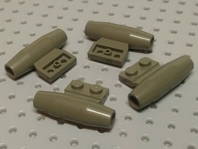 Lego Platte 1x2, Düsentriebwerk an der Seite + Achshalter [3475b] Original dunkelgrau x4
