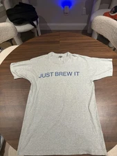 Samuel Adams Boston Brewery Beer T-shirt Just Brew It Vintage Men's Large Holes