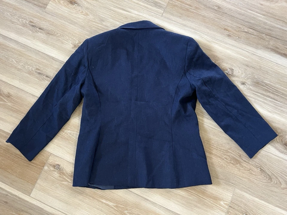 Blazer Nine West Mezcla de LINO Azul Marino Clásico Preppy Coastal Heritage M Nuevo con Etiquetas Foto 2 de 4