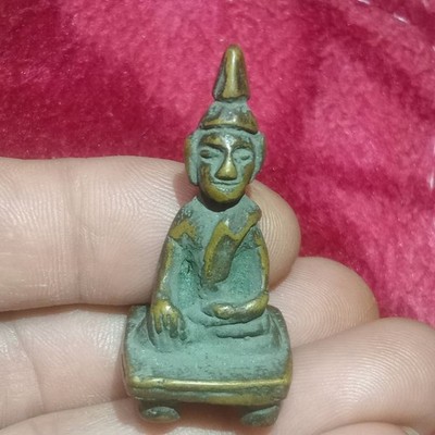 Antike Thai Buddha Statue Chiang Rung Lan Xang Buddhistische Kunst Selten Kle...