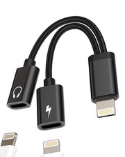 Iphone Headphone Adapter 2 in 1 Dual Lightning Jack Adaptador Audio Black