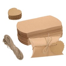 50Pcs Pillow Boxes 5.1 x 3.5 x 1 Inch Gift Boxes Brown 
