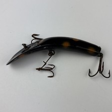 Helin Flatfish U20 3.5" Vintage Fishing Lure Black With Orange Dots USA