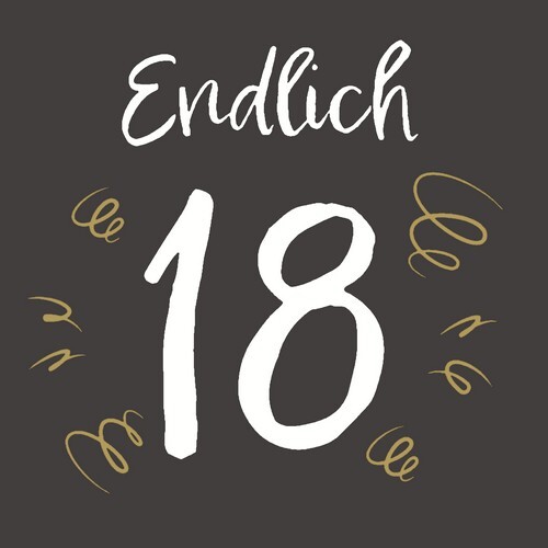 20 Servietten 18Th Birthday Endlich 18 Geburtstag Schwarz Gold Tischdeko 33X33Cm-image