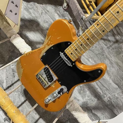 Relic Tele Electric Guitar Alder Body Yellow Color Maple Fretboard - Picture 5 of 7