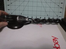 vintage salad servers hand carved 1 piece dark hard wood servers spoon fork A 