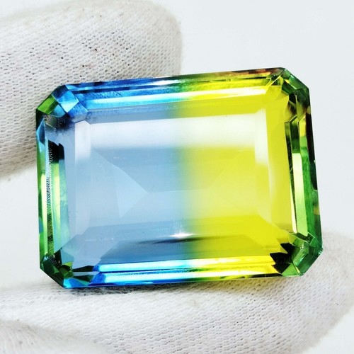 EGL Certified Tourmaline Bi-Color Emerald Shape 105+ Ct Loose Gemstone - Picture 4 of 4