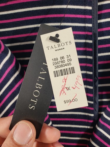 Talbots Blazer Women's 1X Striped Jacket Three Button Multicolor Long Sleeve NWT - Picture 7 of 10