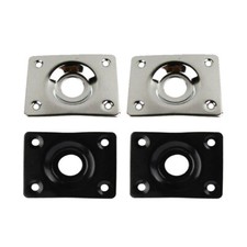 4PCS Guitar Jack Plates Output Curved Jack Plate Rectangle Metal Black Chrome