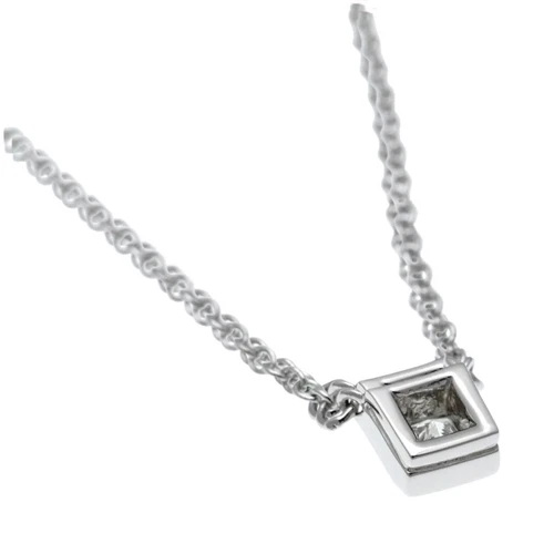 Collar solitario de diamantes talla princesa TIFFANY & Co Pt950 platino en caja - Imagen 6 de 8