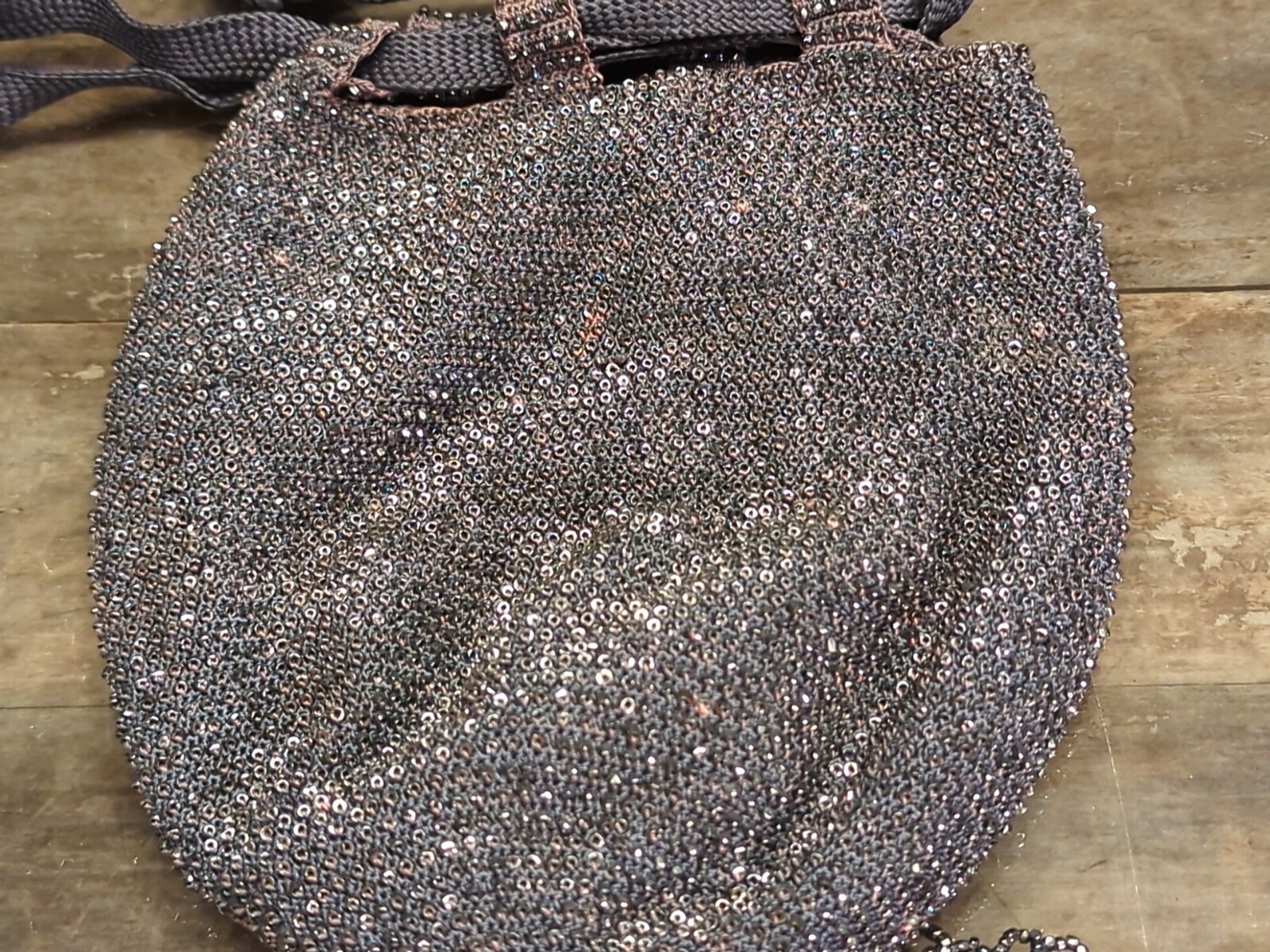 Vintage Black Beaded Flapper Drawstring Purse Bag… - image 15