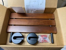 20 " Wall Mounted Shower Bench, Folding Teak Shower Seat, Black Mounts