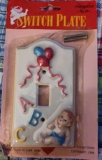 Vintage Baby Nursery Room Light Switch Cover- Hand Painted ABCs  Balloons NEW