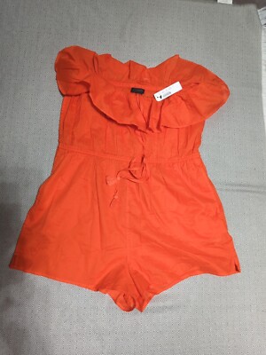 NEW Sz L Women's Piece Romper Jumpsuit Orange