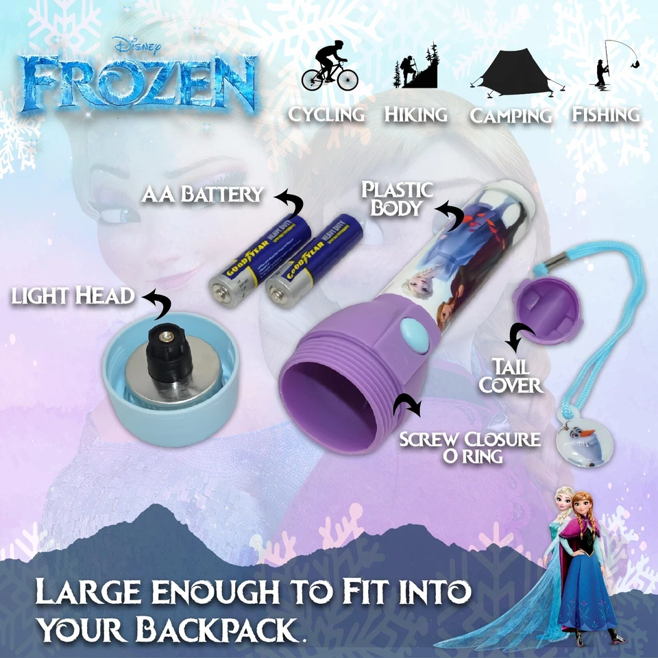 Frozen Elsa Anna LED Flashlight Torch, Kids 16cm Night Light, Disney Camping Toy - Image 4 of 4
