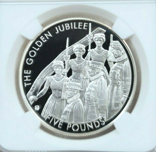 2002 JERSEY SILVER 5 POUNDS ABBEY PROCESSION SCENE NGC PF 69 ULTRA CAMEO - Picture 3 of 4