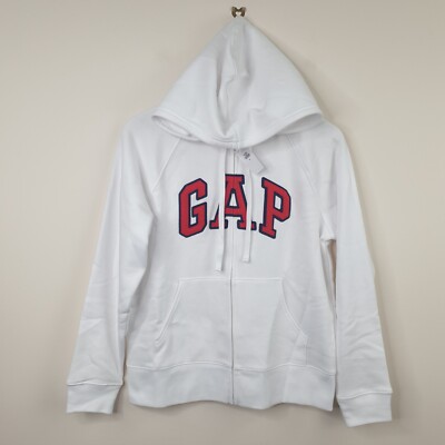 GAP Hoodie Herren Small Weiß Big Logo Full Zip Kapuzenpullover Baumwollmischung
