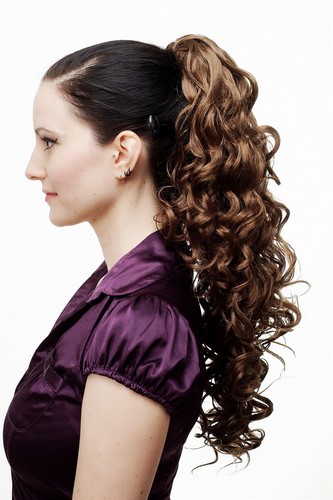 Voluminous Flowing Hair Piece Ponytail Curly Long 60 CM Braun N310-12 - Picture 4 of 4