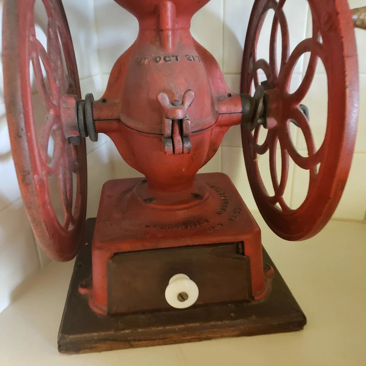 Large Antique 2 Wheel Star Mill, Enterprise Philadelphia Red
