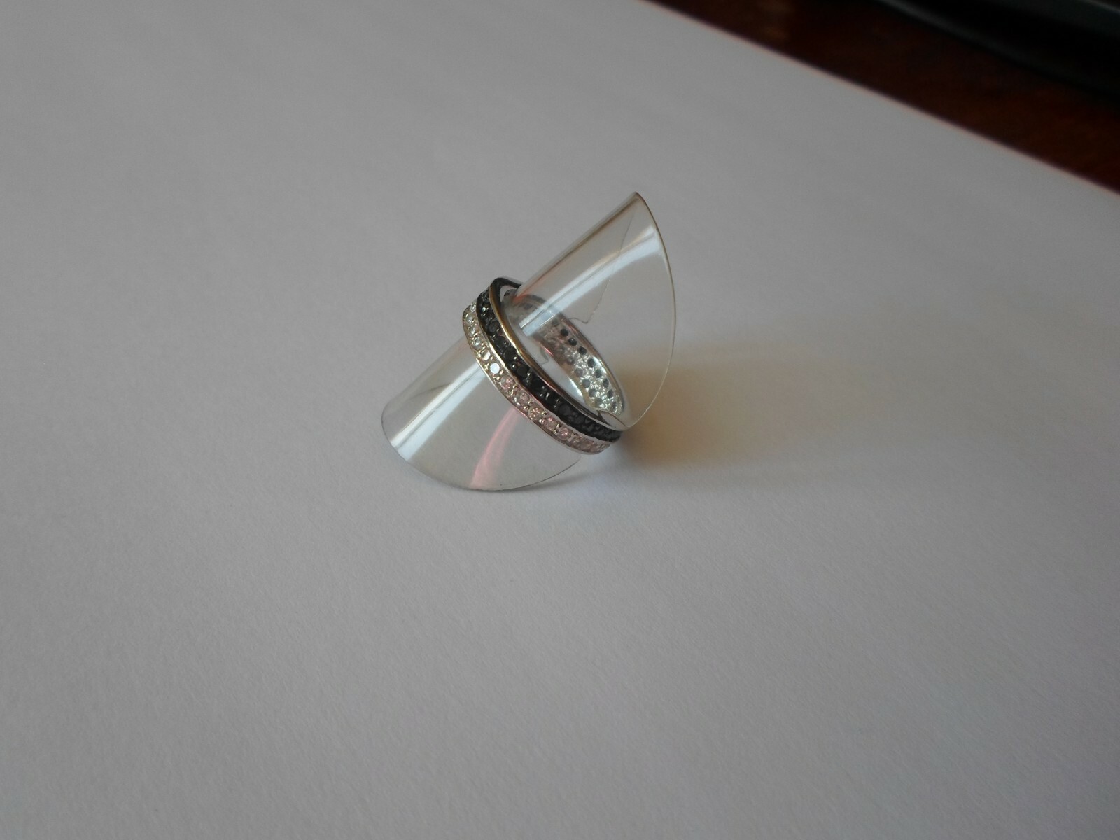 solid silver ring, full round, double rows of bla… - image 6