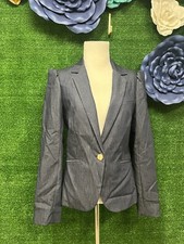 Express Navy Striped Blazer Size 6 Gold Buttons