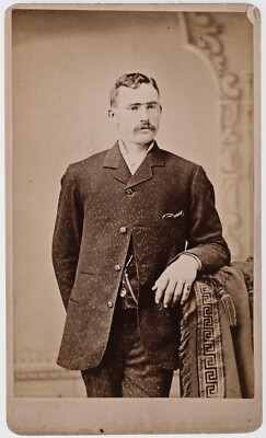 Antique CDV Circa J. Mccahon Dapper Man Mustache Upper Sandusky