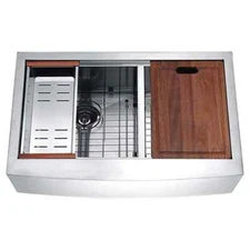 ANZZI Aegis Farmhouse 33 in. Double Bowl Kitchen Sink with Cutting Board