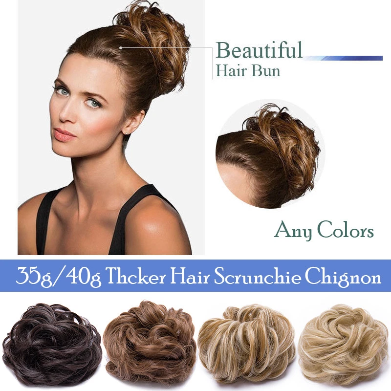 Large Curly Updo Messy Curly Bun Chignon no Clip in Hair Piece Extensions THICK - Image 2 of 4