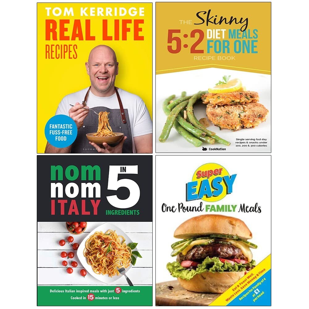 Real Life Recipes,The Skinny 5:2 Diet Meals For One, Nom Nom Italy,Super 4 Books