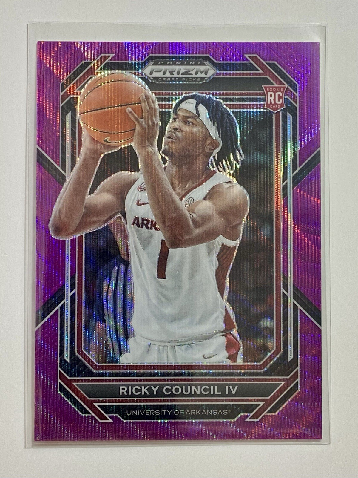2023-24 Panini Prizm Draft Picks Ricky Council IV #1 Purple Wave RC